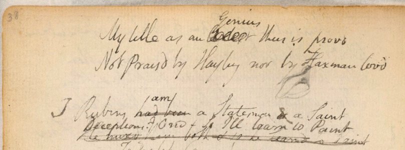Blake manuscript - Notebook 1808 - 42-43 My title & I Rubens