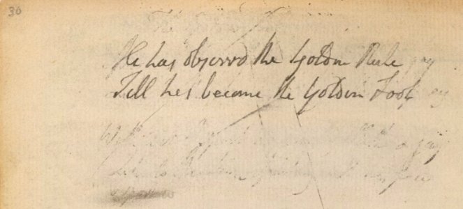 Blake manuscript - Notebook 1808 - 21 He has observd the Golden Rule