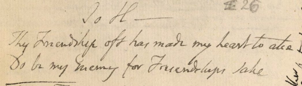 Blake manuscript - Notebook 1808 - 37 To H Thy Friendship
