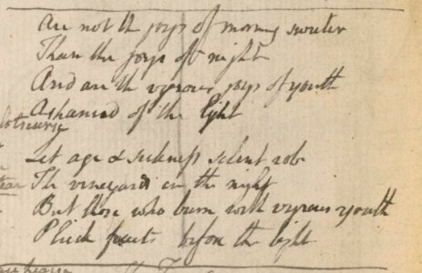 Blake manuscript - Notebook 24 - Are not the joys of morning sweeter