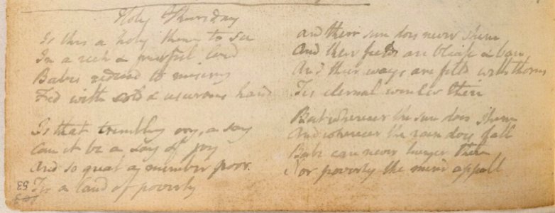 Blake manuscript - Notebook 51 - Holy Thursday