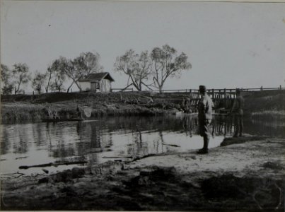 Blick auf die zerschossene Mühle am Südende Berlin aus einem Maschienengewehrstand (BildID 15445956)