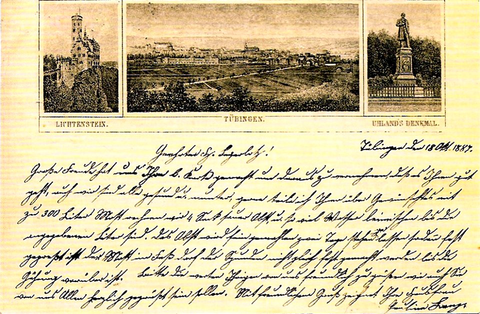 Blick auf Tübingen vom Galgenberg (AK 1887 TPk033b)