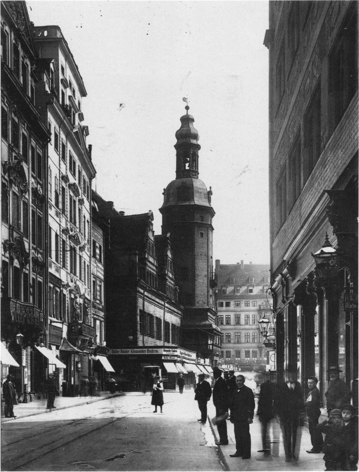 Blick Katharinenstrasse Altes Rathaus Leipzig 1905