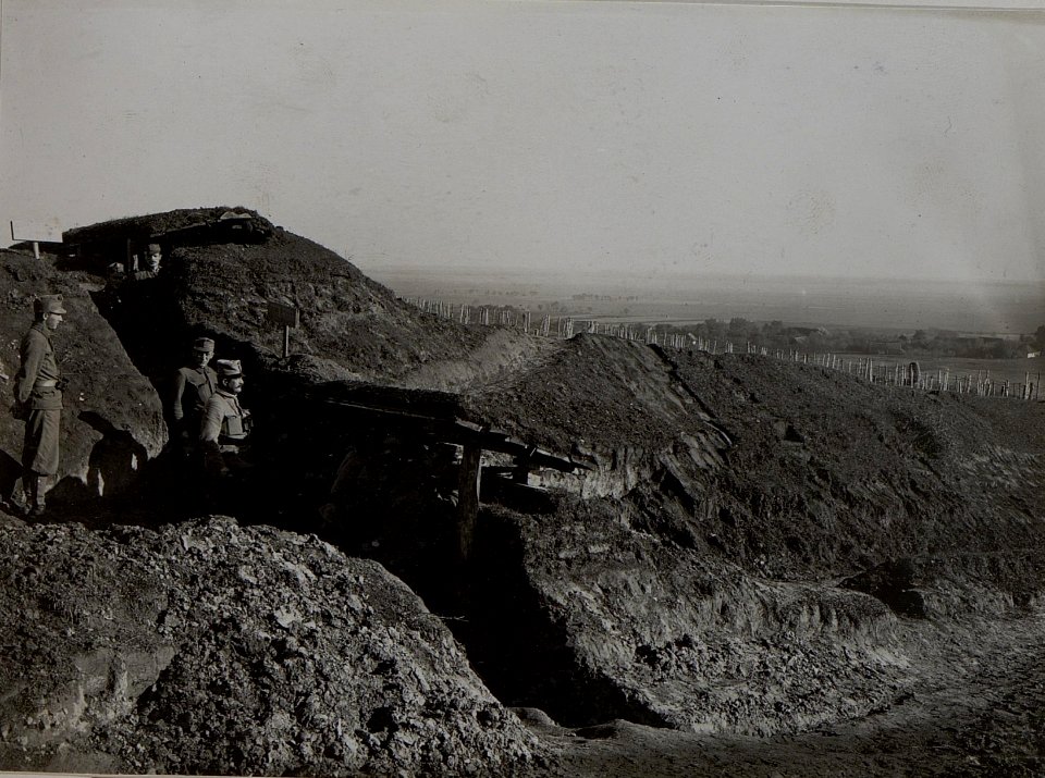 Blick von einwärts in die Deckungem südlich Turkowitzy bei der Wegsperre im Abschnitt der 18. Kompanie des 84. Infanterieregimentes (BildID 15442349)