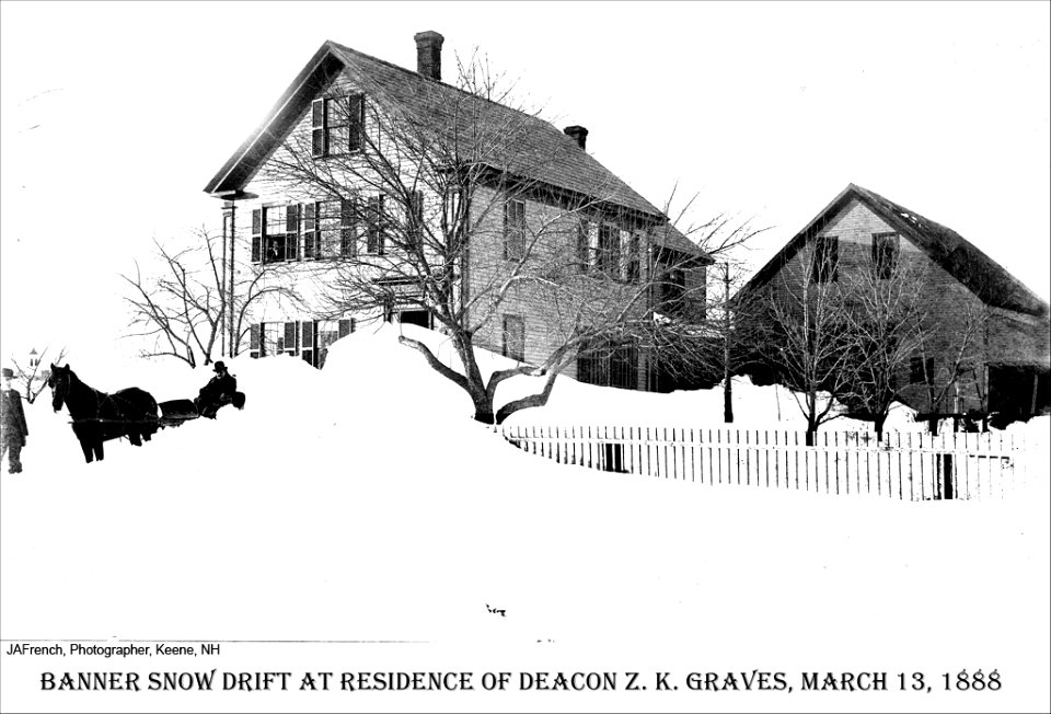Blizzard of March 1888 - Banner snow drift at residence of Deacon Z.K. Graves (4382430724)