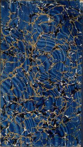 Blue and golden paper marbling, book back cover, Germany, around 1880 photo