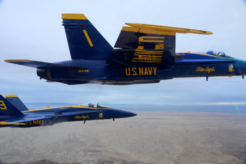 Blue Angels fly in formation near El Centro, Calif. (8414469622)