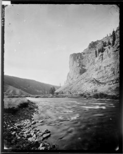 Bluffs on the head of the West Gallatin, about 60 miles above the mouth of the canyon, Yellowstone. - NARA - 516833