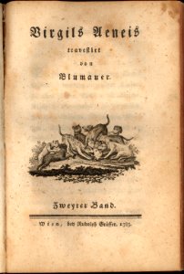Blumauer, Virgils Aeneis travestiert, vol. 2 (Vienna 1785), title page
