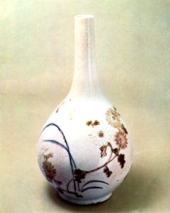 Blue-and-white Porcelain Bottle with Underglaze Iron and Copper Grass and Insects Design