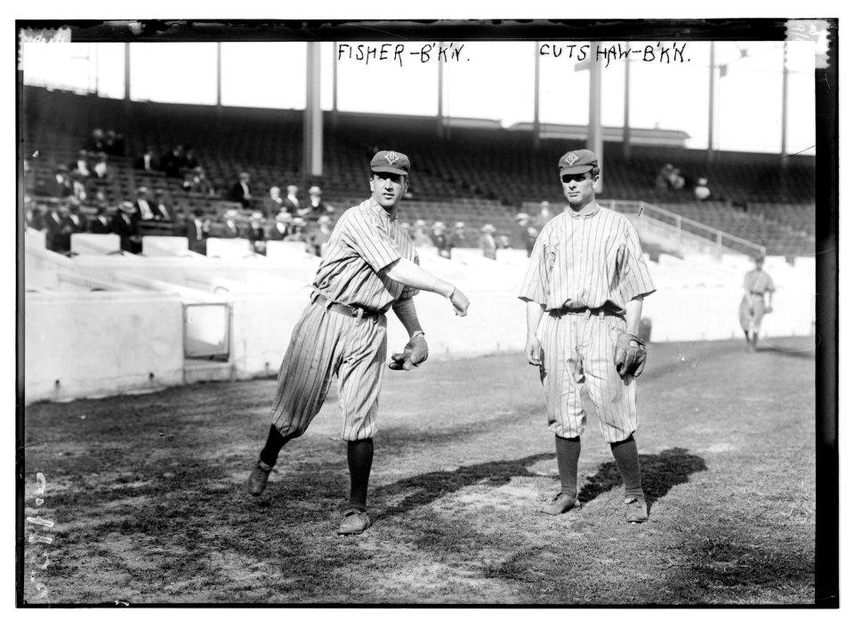 Bob Fisher & George Cutshaw, Brooklyn NL, at the Polo Grounds, NY (baseball) LCCN2014691349