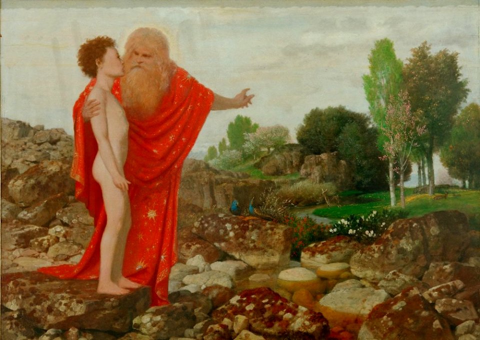 Arnold Böcklin - Gottvater zeigt Adam das Paradies (ca.1884)