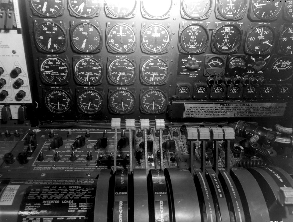 Boeing B-50D flight engineer's lower panel, taken March 13, 1951 061025-F-1234S-046