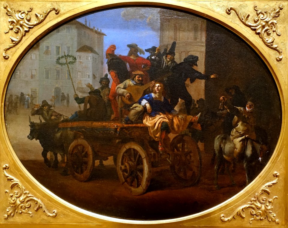 Carnival Procession with a Wagon, by Michelangelo Cerquozzi, Rome, 1640s, oil on canvas - Blanton Museum of Art - Austin, Texas - DSC07848