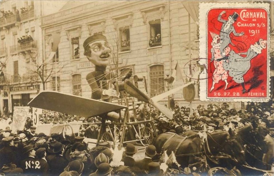 Carnaval de Chalon-sur-Saône 1911 - Char de l'aviation