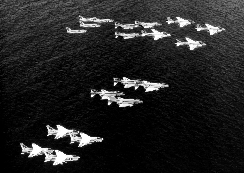 Carrier Air Wing 11 aircraft in flight in May 1974