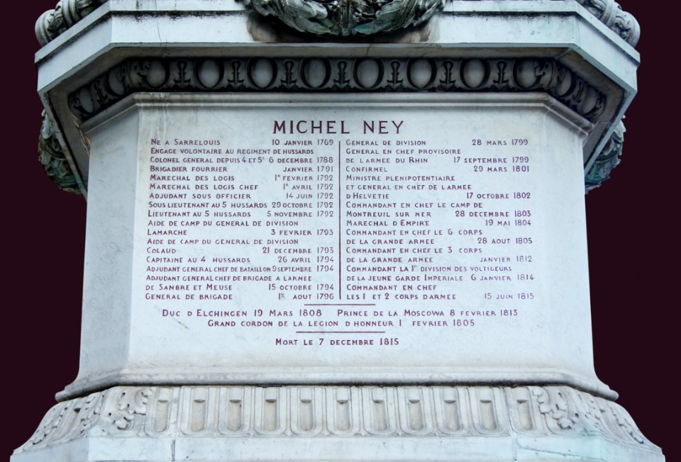 Carrière Michel Ney socle statue