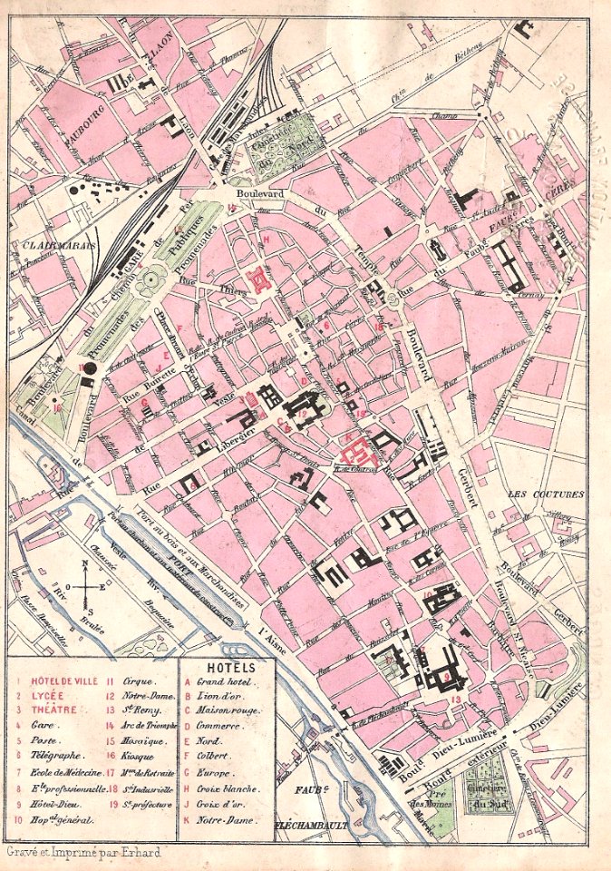 Carte de 1880 de Reims