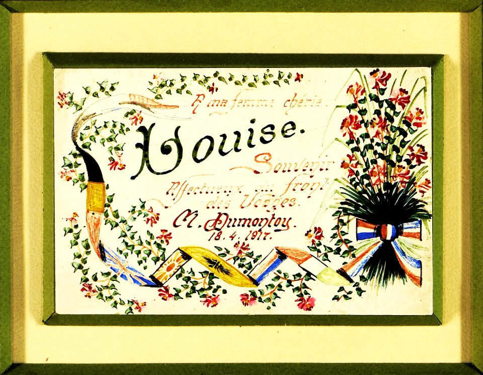 Carte souvenir créée sur le front des Vosges.
