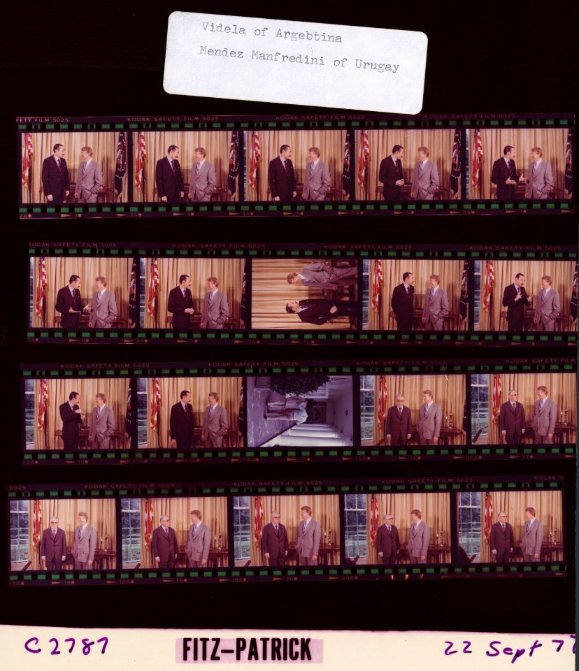 Carter Contact Sheet - Videla of Argentina; Mendez Manfredini of Uruguay