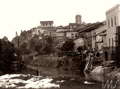 Casario e lavadeira às margens do rio Tamanduateí - Vincenzo Pastore