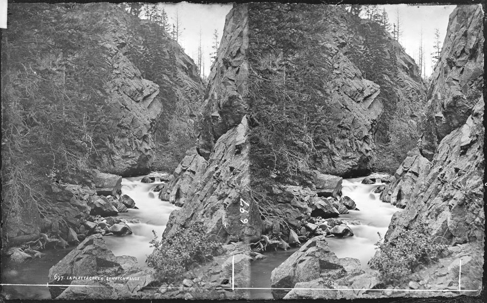 Cascades in the canyon of La Plate Creek. Chaffee County, Colorado. - NARA - 517515