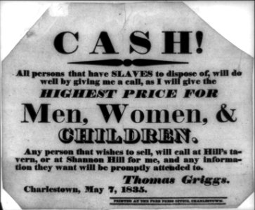 Cash! All person that have slaves to dispose of, ... LCCN2005684863