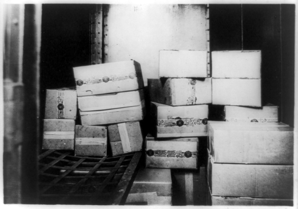 Cases of whiskey confiscated by the U.S. Internal Revenue Bureau LCCN88715938