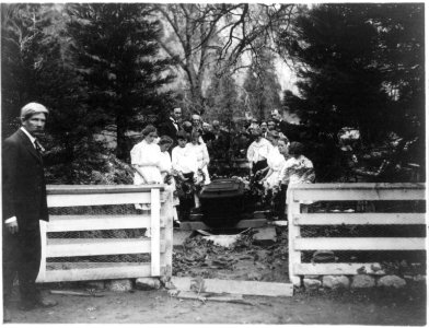 Casket of Galen Clark and funeral party at grave site LCCN2006690285