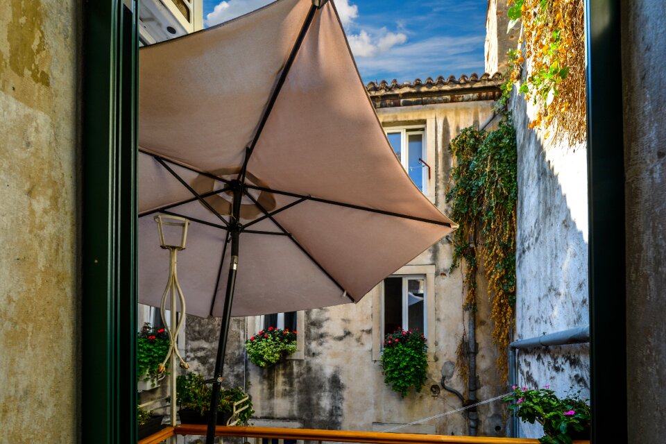 Umbrella courtyard europe