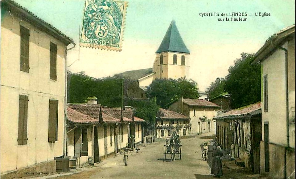 Castets (Landes) - vue sur l'église 1a