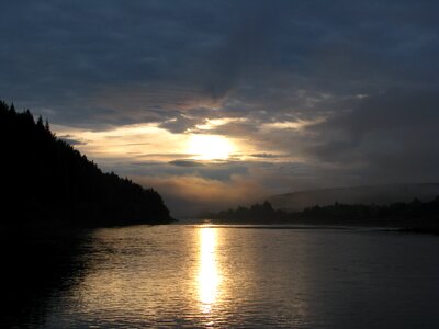 Nature river sunset photo