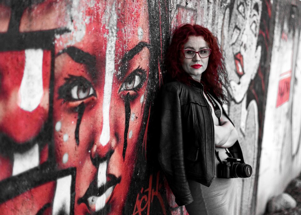 Graffiti red portrait