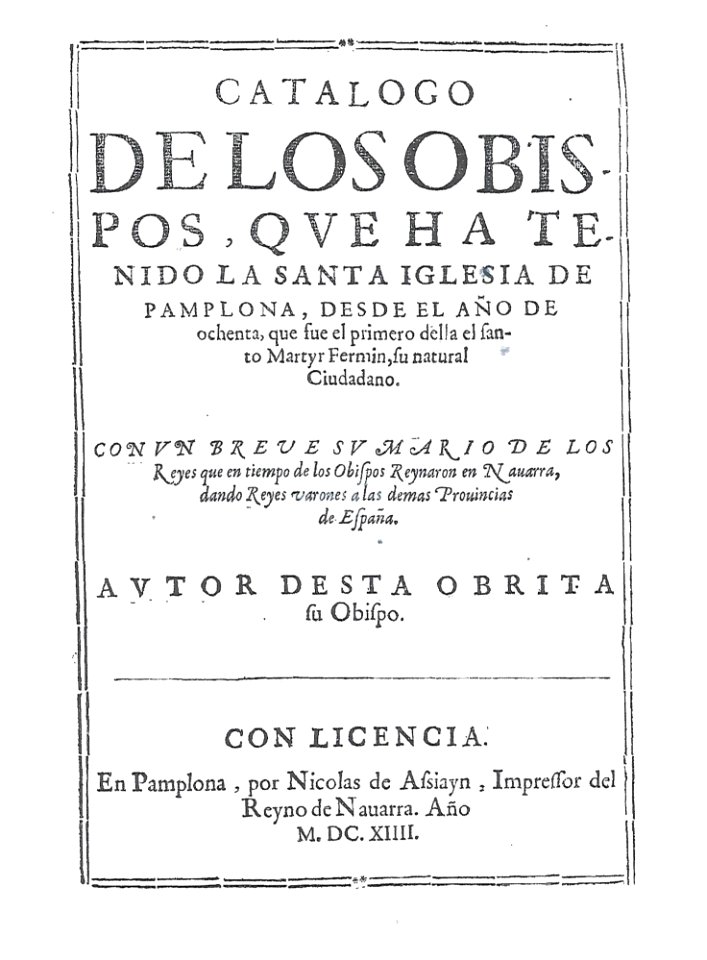 Catalogo de los obispos de Pamplona , 1614