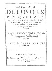Catalogo de los obispos de Pamplona , 1614