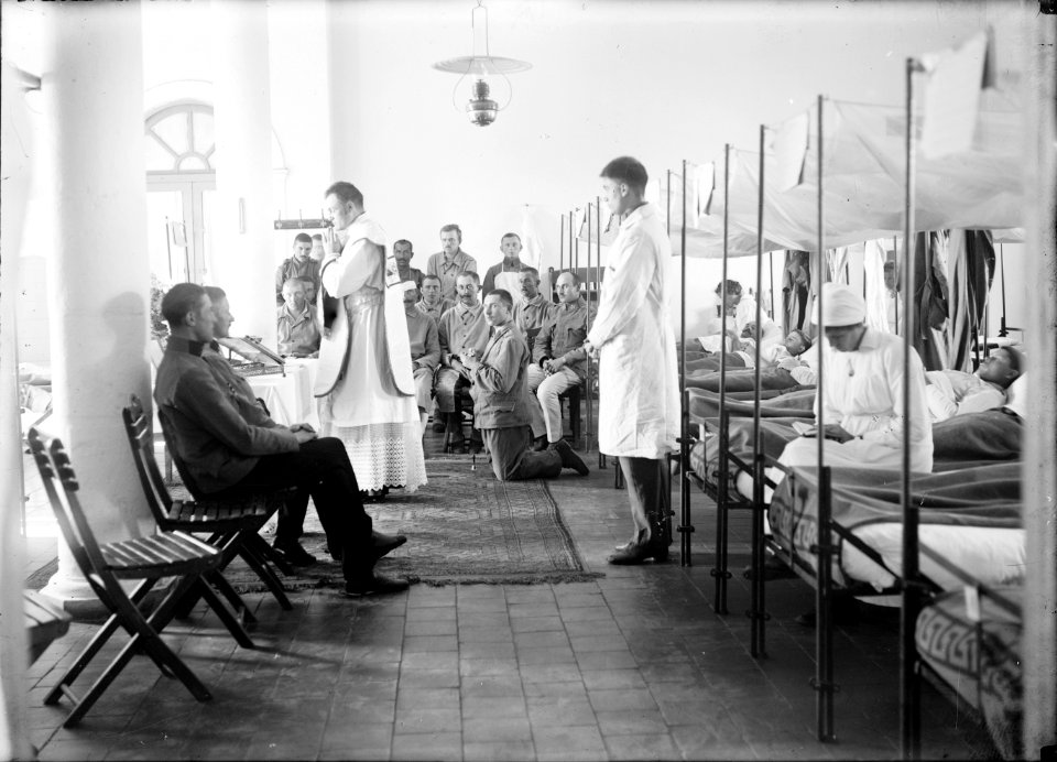 Catholic service in Austrian Military Hospital, Ratisbonne Monastery, Jerusalem LOC matpc.08780