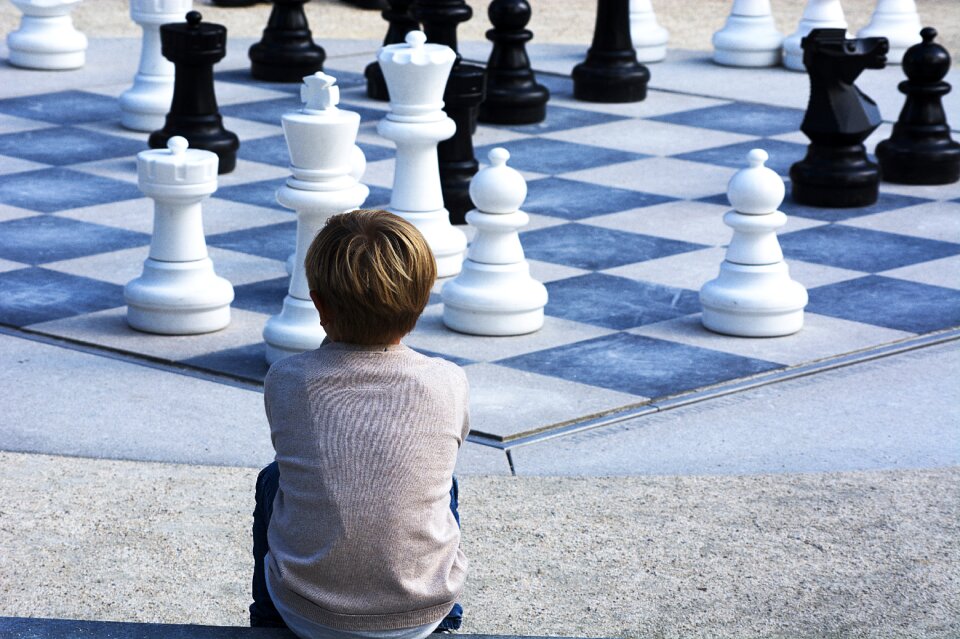 Kid white chessboard
