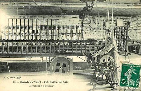 Caudry - Fabrication du tulle, Mécanique à dévider, en 1909