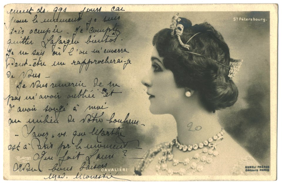 CAVALIÉRI, Lina Kunzli. 90-4. St. Petersbourg. Photo Reutlinger