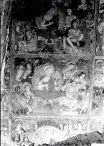 Cave of the Painters, three panels and painters