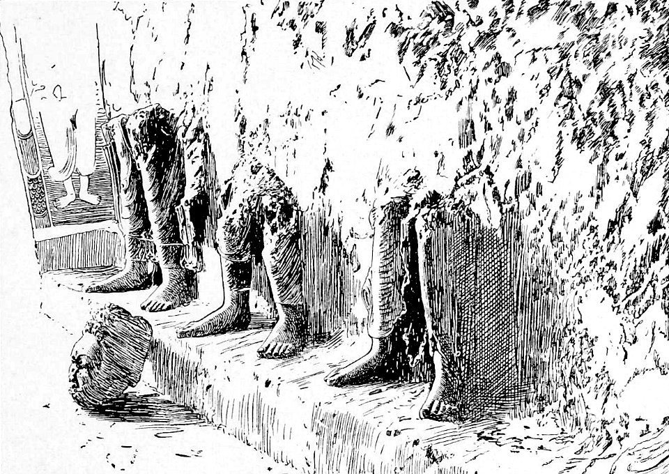 Cave of the Statues, Remains of statues in the left corridor