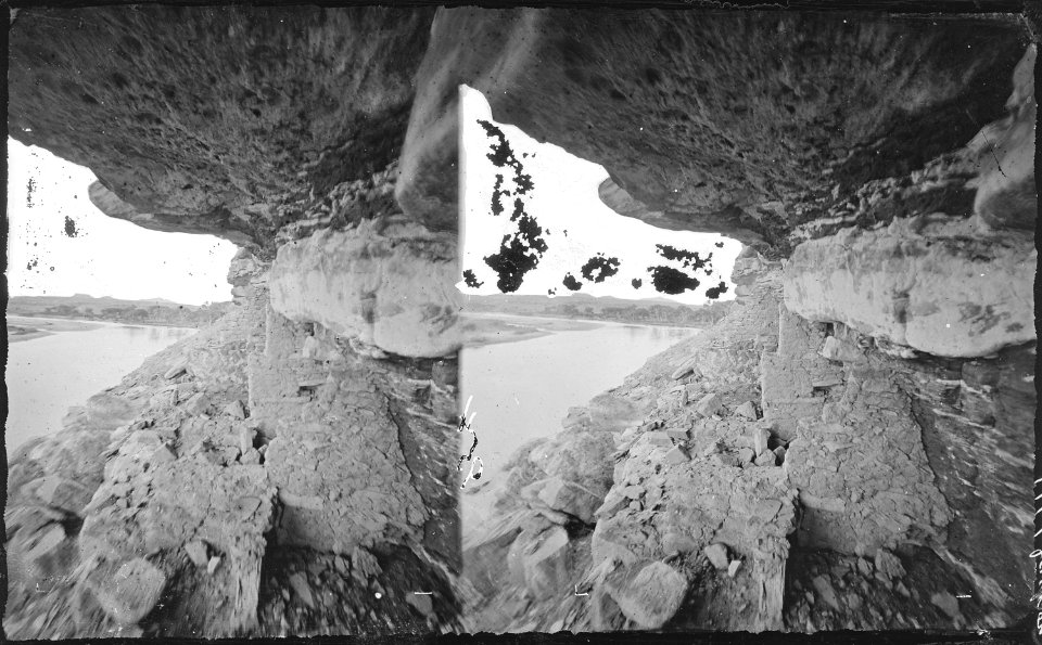 Cave ruins in bluffs of San Juan River. Utah - NARA - 517609