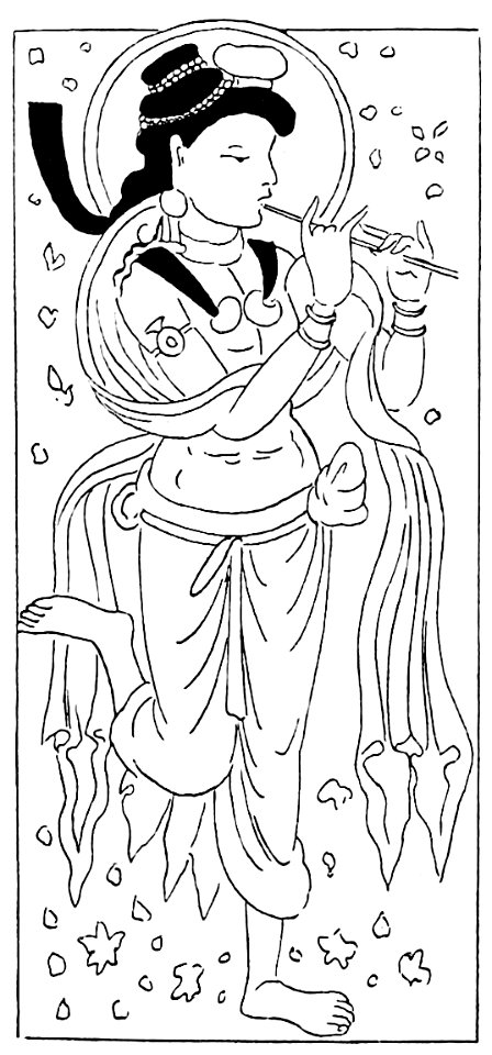 Cave of the Statues, Flute-playing God from the ceiling of the transverse corridor