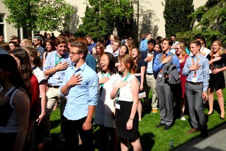 CBYX participants sing the national anthem at Berlin Day 2017 (34689304361)