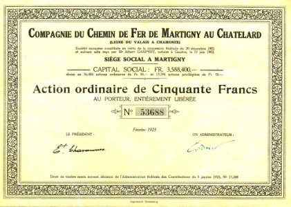 CdF de Martigny au Chatelard 1923