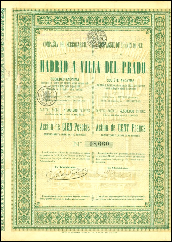CdF de Madrid a Villa del Prado 1889