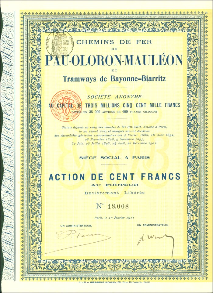 CdF de Pau-Oloron-Mauléon et Tramways de Bayonne-Biarritz 1911