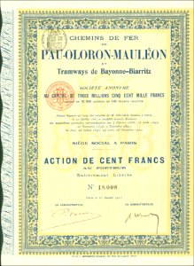 CdF de Pau-Oloron-Mauléon et Tramways de Bayonne-Biarritz 1911