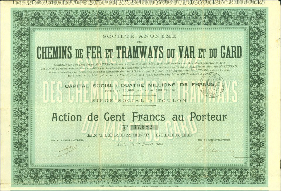 CdF et Tramways du Var et du Gard 1908